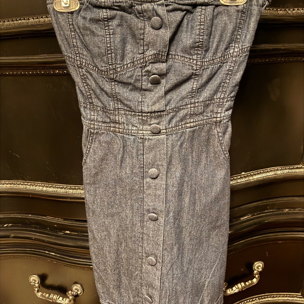 Guess XS Women's Dark Denim Button-Up Overalls